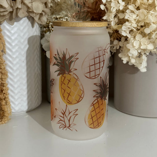 Pineapple Sublimation Glass Tumbler